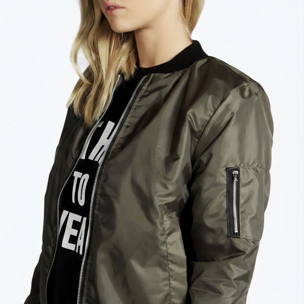 Damen Bomberjacke Kurz Vintage – High Street Jacke mit Reißverschluss | Slim Fit Herbst/Winter