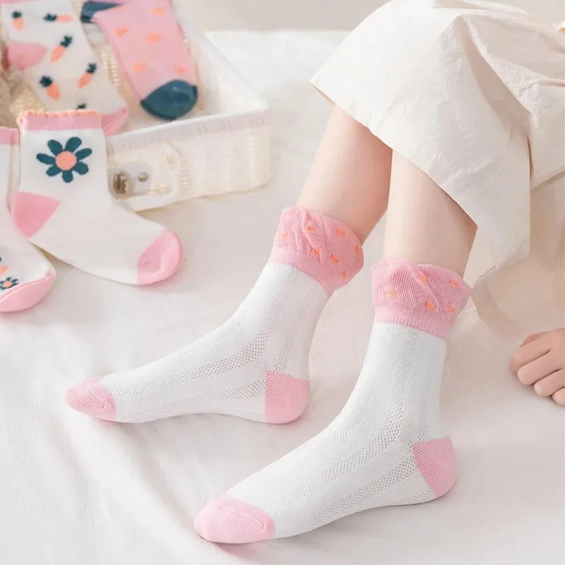 Mädchen Socken Sommer 5 Paar – Dünne Mesh Socken Atmungsaktiv & Weich