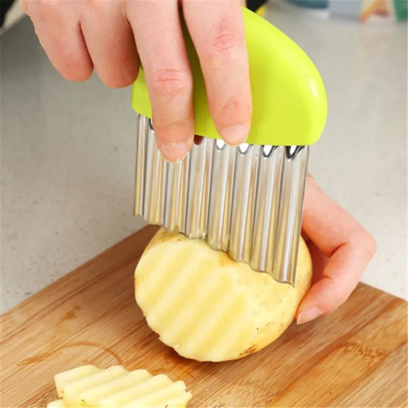 Wellenschneider Edelstahl – Kartoffel Wellenmesser für Pommes & Gemüse | Kreativer Küchenhelfer