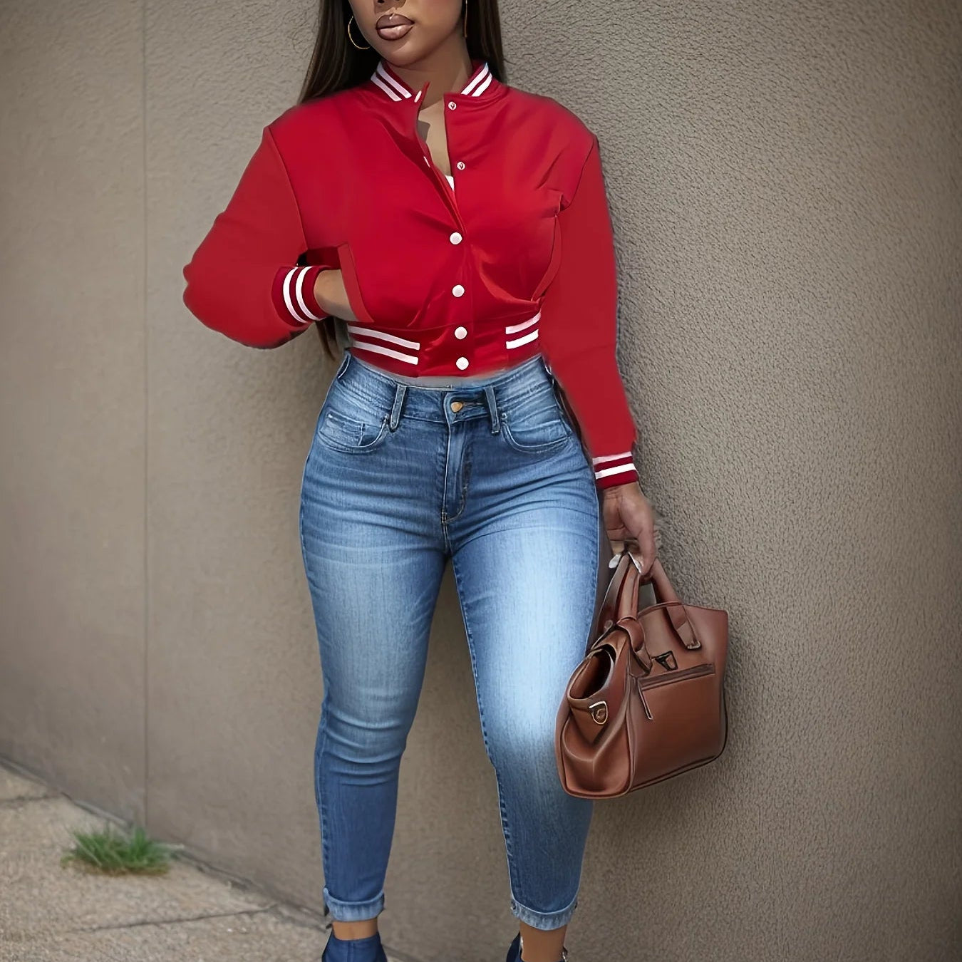 Damen Baseballjacke Einfarbig – Elegante Frühling Herbst Jacke mit Knopfleiste | Casual & Büro Style