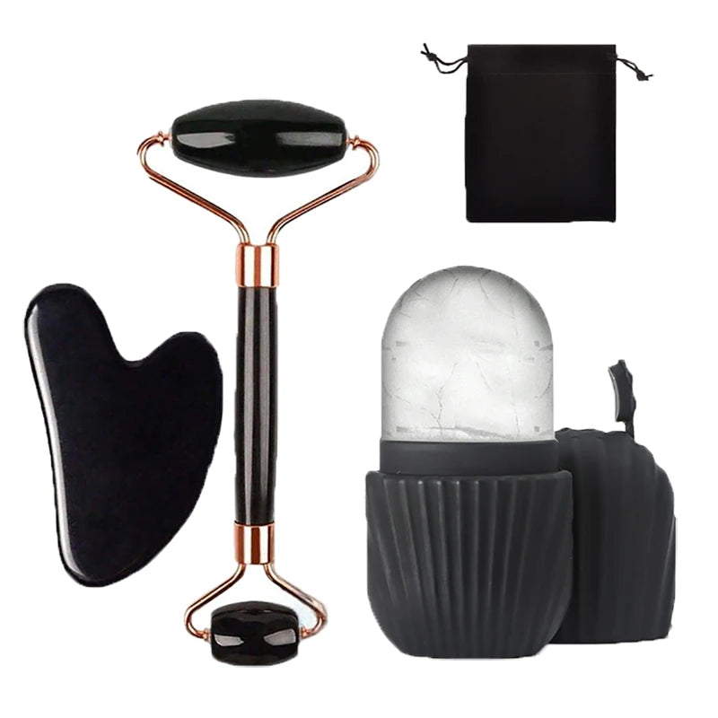 Ice Face Roller Set – Gesichtsroller & Gua Sha für Lifting & Hautpflege