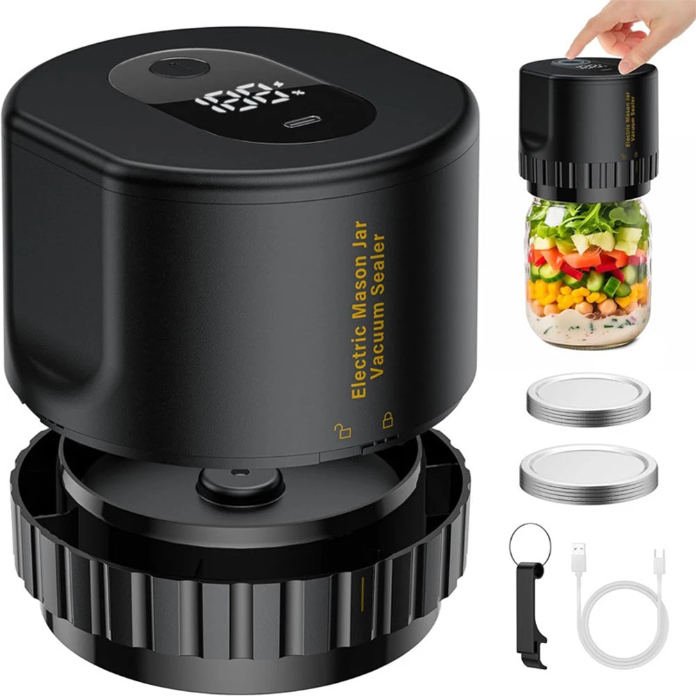 Elektrischer Einmachglas Vakuumierer – Kabelloses Jar Sealer Set mit Deckeln