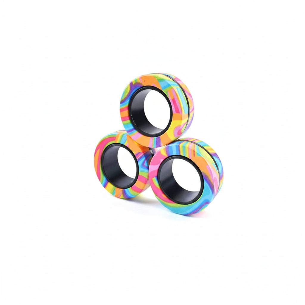 Magnetische Fidget Ringe Set (3er) – Anti Stress Zappelspielzeug Spinner für Erwachsene & Kinder