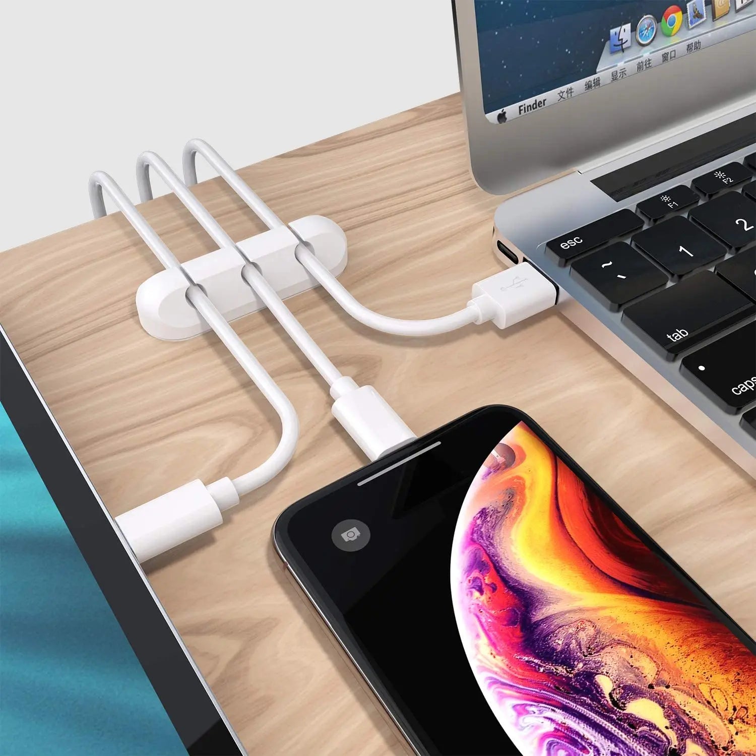 Selbstklebende Kabelhalter Clips – Silikon Kabelmanagement für Schreibtisch & Ladekabel | USB, Kopfhörer & Netzkabel Organizer