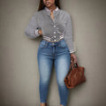 Damen Baseballjacke Einfarbig – Elegante Frühling Herbst Jacke mit Knopfleiste | Casual & Büro Style